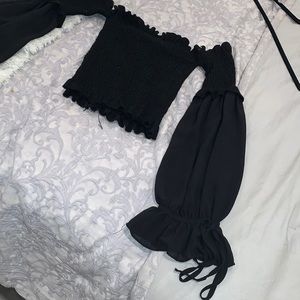 Off the shoulder poof sleeve top